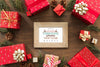 Top View Christmas Composition With Frame Mockup Psd