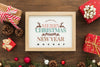 Top View Christmas Composition With Frame Mockup Psd