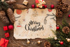 Top View Christmas Composition With Old Paper Mockup Psd