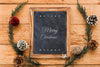 Top View Christmas Composition With Slate Mockup Psd