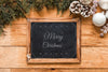 Top View Christmas Composition With Slate Mockup Psd