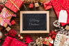 Top View Christmas Composition With Slate Mockup Psd