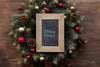 Top View Christmas Composition With Slate Mockup Psd