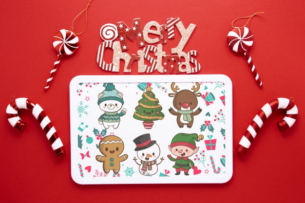 Top View Christmas Concept With Frame Psd