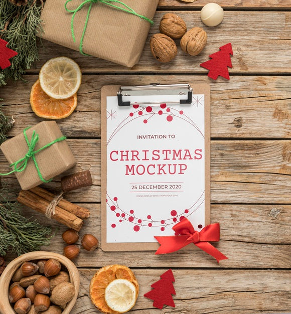 Top View Christmas Decoration Mock-Up Psd