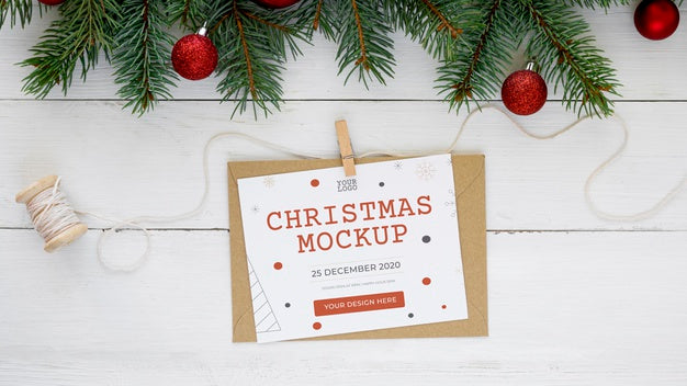 Top View Christmas Eve Composition Mock-Up Psd