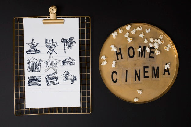 Top View Cinema Arrangement On Black Background Psd