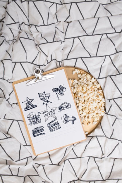 Top View Cinema Arrangement On Cloth Psd