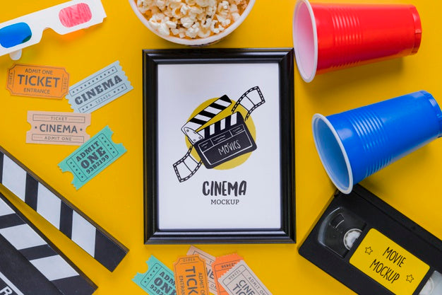 Top View Cinema Concept With Tickets Psd