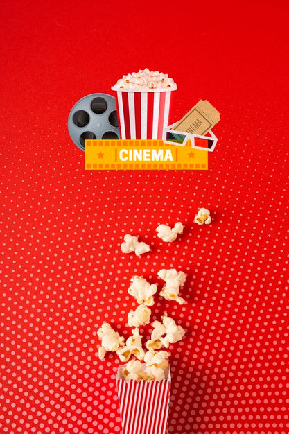Top View Cinema Popcorn Paper Bag Psd