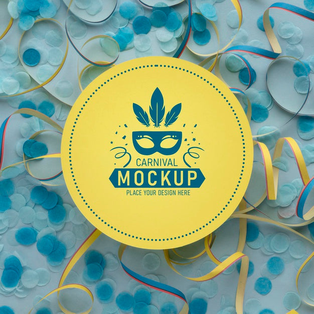 Top View Circle Mock-Up With Confetti Psd