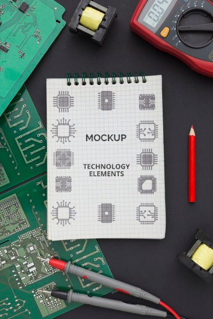 Top View Circuit Boards Mockup Psd
