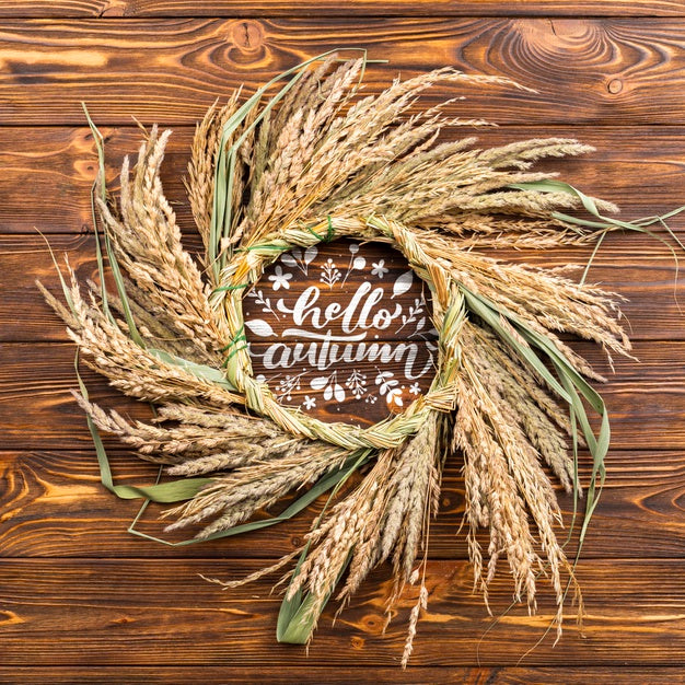 Top View Circular Frame With Wheat Grains Psd