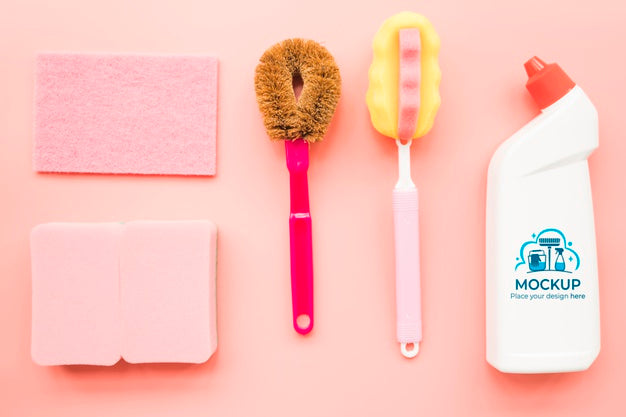 Top View Cleaning Products Arrangement Psd