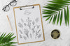 Top View Clipboard And Drawing With Mock-Up Psd