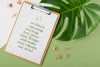Top View Clipboard And Monstera Plant Psd
