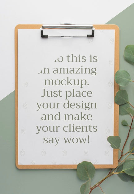 Top View Clipboard And Plant Psd