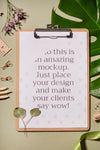 Top View Clipboard And Plants Psd