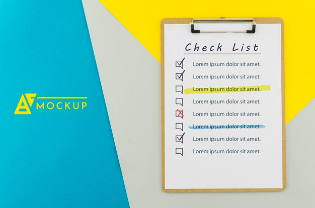 Top View Clipboard With Check List Psd