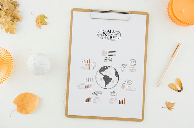 Top View Clipboard With Drawing Psd