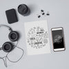 Top View Clipboard With Headphones Psd