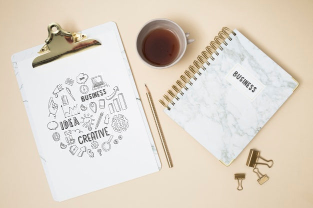 Top View Clipboard With Notebook Psd