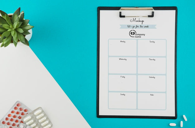 Top View Clipboard With Schedule Planner Psd