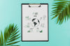 Top View Clipboard With Sketch Surrounded By Leaves Psd
