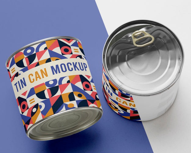 Top View Closed And Opened Tin Can Psd