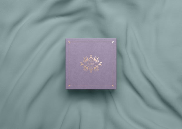 Top View Closed Pink Box On Silk Psd