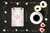 Top View Coffee And Candies Clipboard Mock-Up Psd