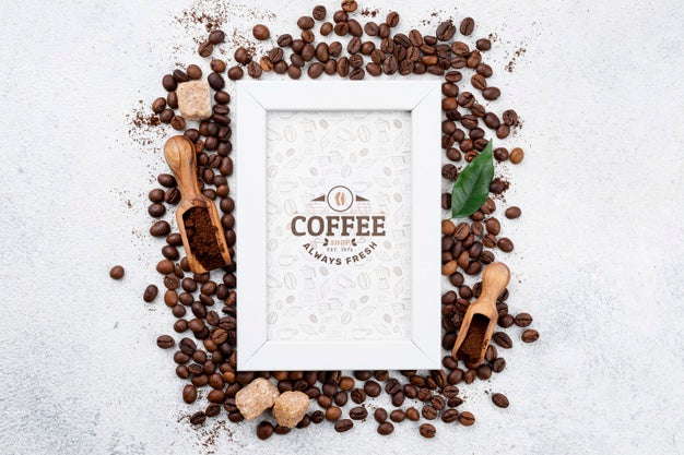 Top View Coffee Beans Mockup Psd