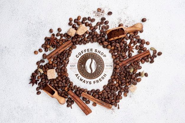 Top View Coffee Beans Mockup Psd