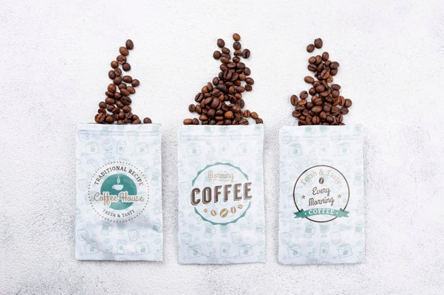 Top View Coffee Beans Mockup Psd