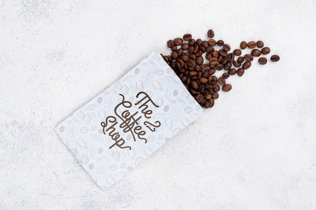 Top View Coffee Beans Mockup Psd