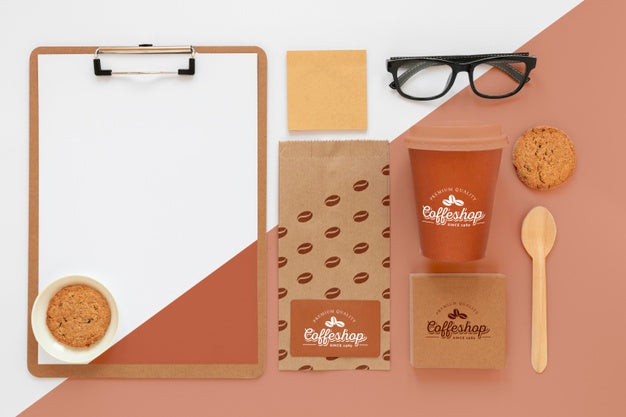 Top View Coffee Branding Concept Psd