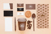 Top View Coffee Branding Concept With Beans Psd
