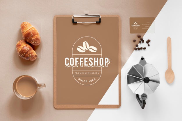Top View Coffee Branding Items Assortment Psd
