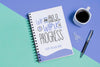 Top View Coffee Cup And Notepad With Mock-Up Psd