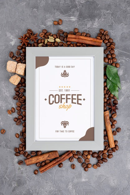 Top View Coffee Frame Mockup Psd
