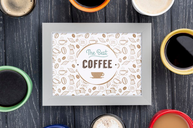 Top View Coffee Frame Mockup Psd