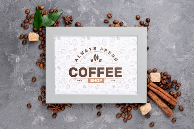 Top View Coffee Frame Mockup Psd