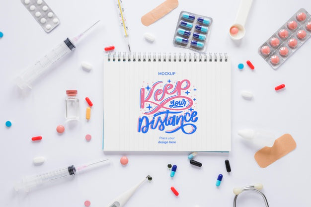 Top View Collection Of Medicine With Mock-Up Psd