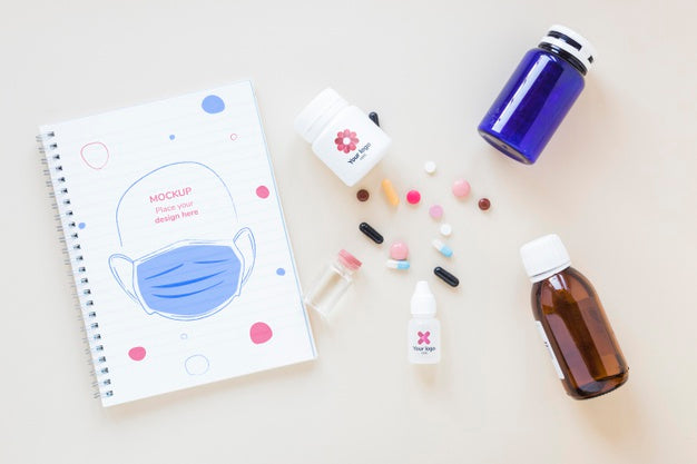 Top View Collection Of Medicine With Mock-Up Psd