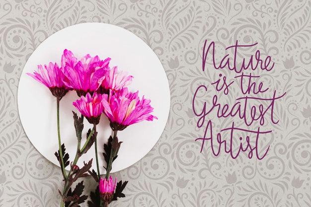 Top View Colorful Flowers Concept Psd