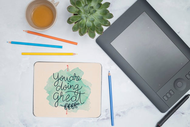 Top View Colorful Pens With Lettering Psd