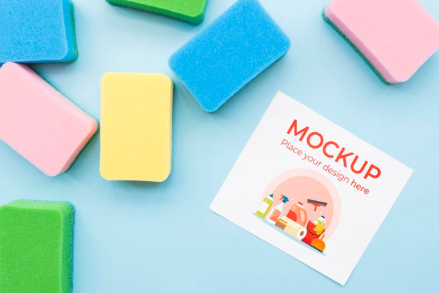 Top View Colorful Sponges Arrangement Psd