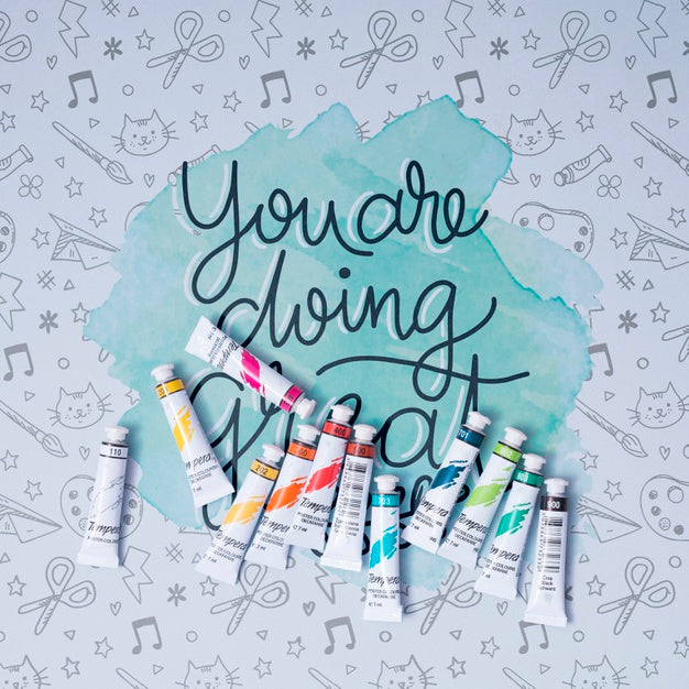 Top View Colorful Tempera Psd