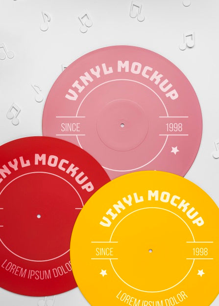 Top View Colorful Vinyls Mockup Psd