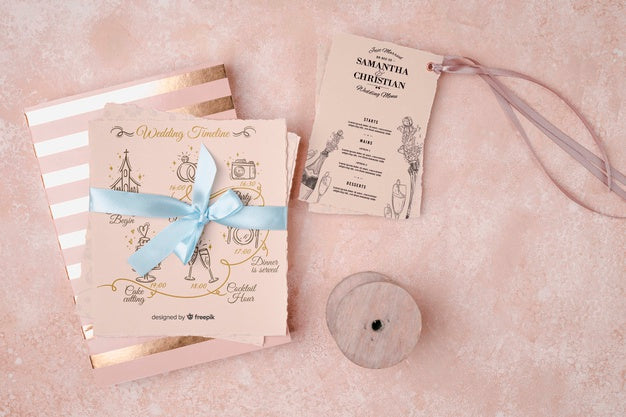 Top View Colorful Wedding Invitation Psd